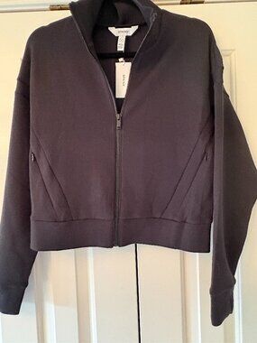 Set of SPANX AirEssentials Very Black Track Jacket & Wide Leg Pants Sz S NWT
